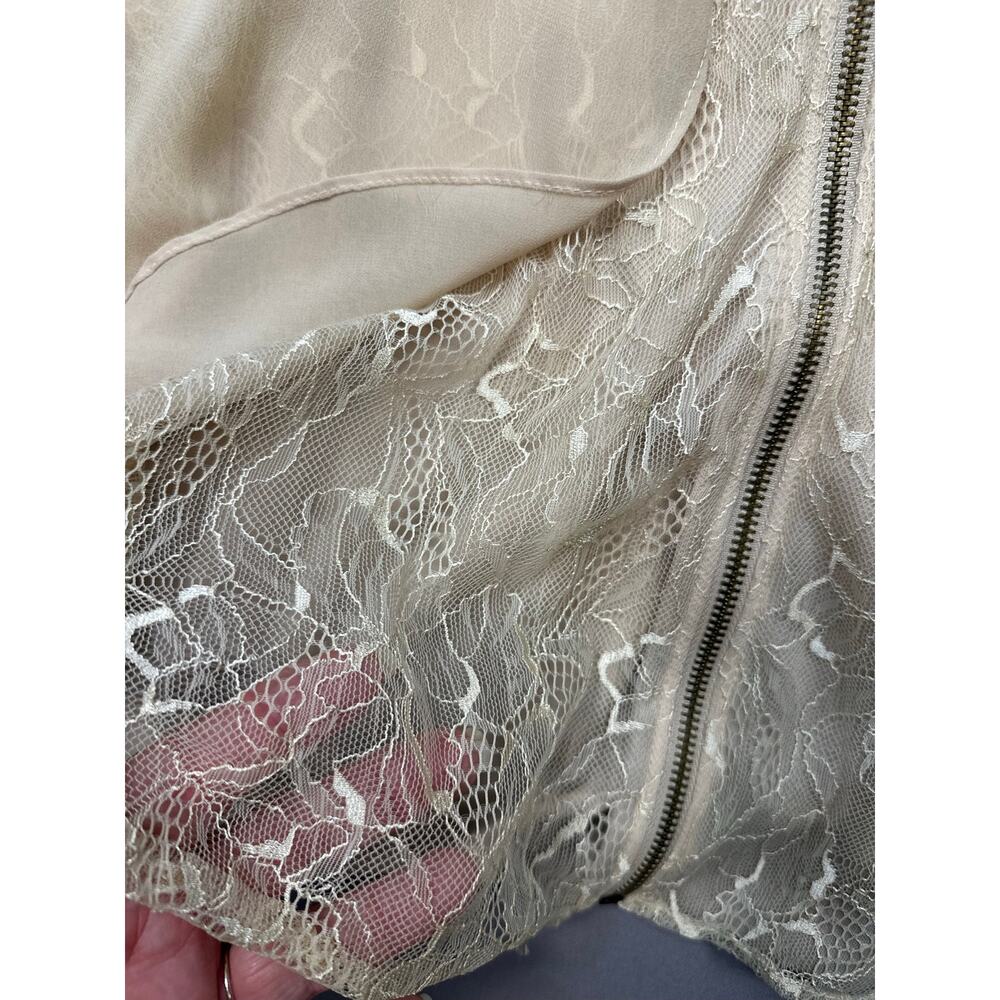 Vintage Y2K BKE Boutique Babydoll Beaded and Sheer Lace Overlay Zip Front Top - Picture 4 of 8